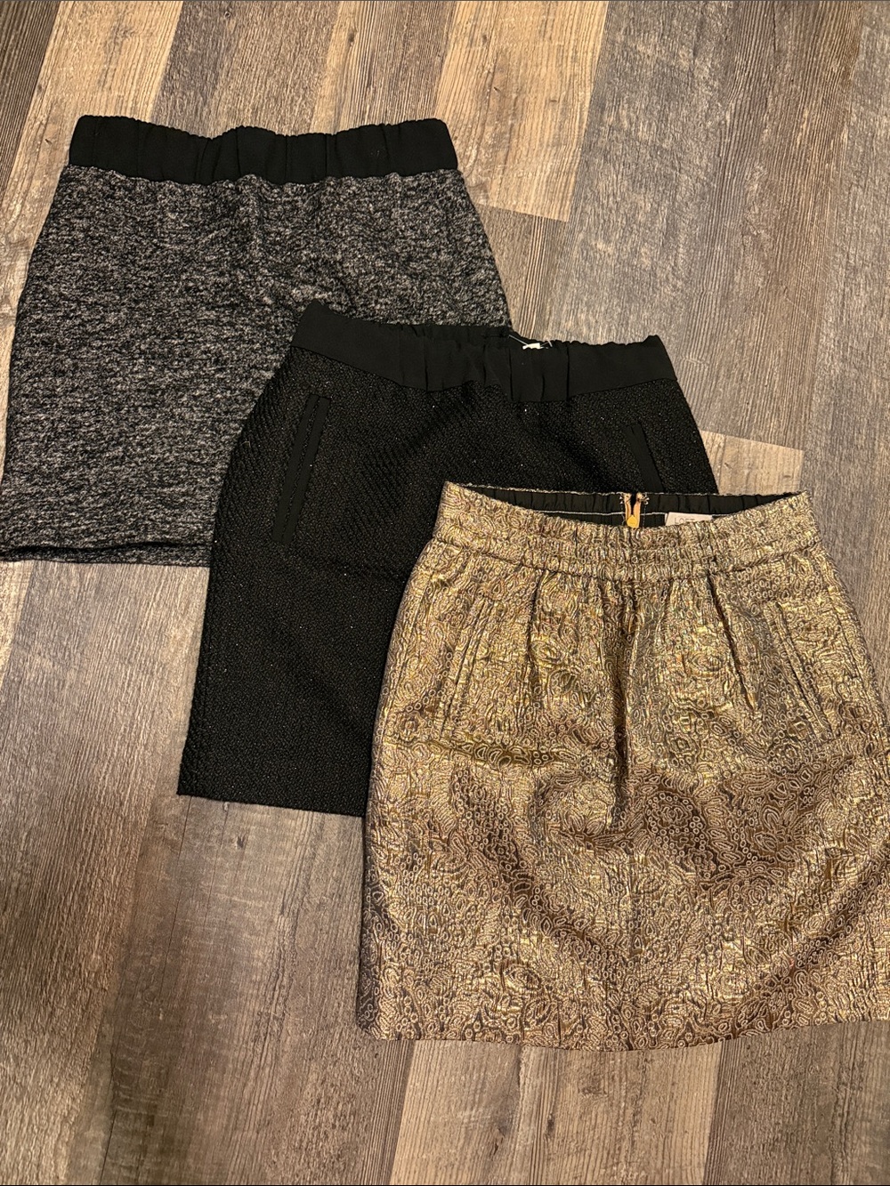 LOFT Black Tweed Mini Skirt with Elastic Waist